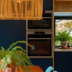 Blue cabinets in the home of the year with 2 built in ovens
